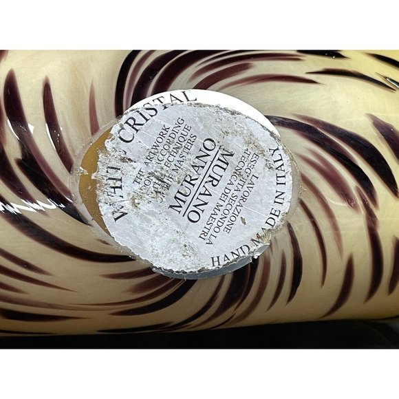 Murano Lavorazione Crystal Italian Glass Folded Bowl Amber Yellow Decorative 9 ¾ - Picture 9 of 9